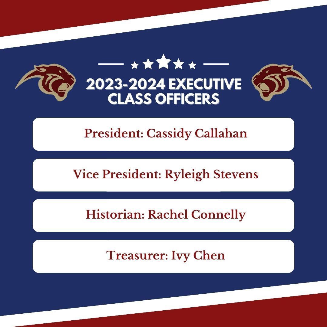  Red and blue graphic with executive officer names